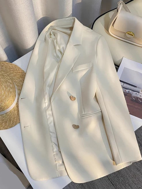 Eleganter Oversized Blazer mit Doppelreihiger Knopfleiste und Knopfdetails für Damen | Für jede Jahreszeit geeignet