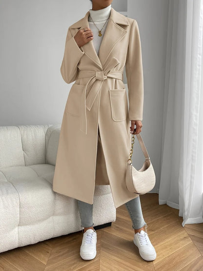 Eleganter Trenchcoat mit Gürtel und langen Ärmeln für Damen | Ideal für Herbst/Winter