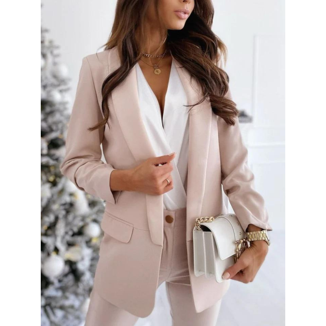 Klassisch Uni-Farbige Offene Blazer Mit Tasche Für Damen | Ideal für alle Jahreszeiten