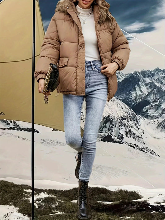 Elegante Warme Stepp-Winterjacke mit Faux-Pelz Kapuze für Women | Perfekt für Outdoor Aktivitäten