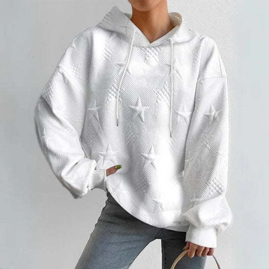 Warmer Karierter Fleece Hoodie in Weiss für Damen | Ideal für Herbst/Winter