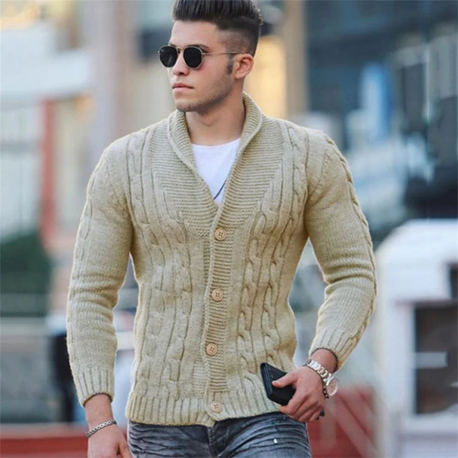 Stylisch Slim Fit Button-down Strickpullover für Herren | Ideal für Herbst/Winter