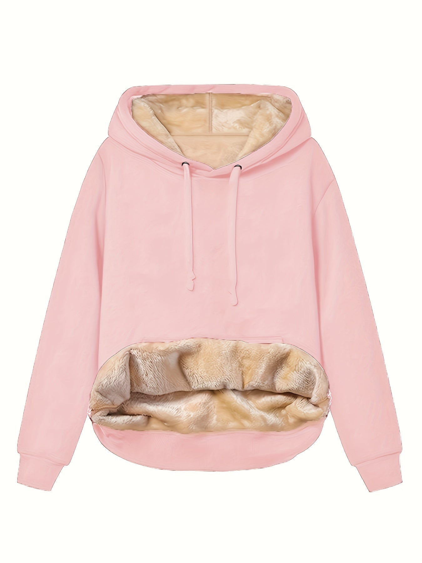 Lässiger Einfarbiger Fleece-Hoodie mit Tunnelzug für Damen | Ideal für Herbst/Winter