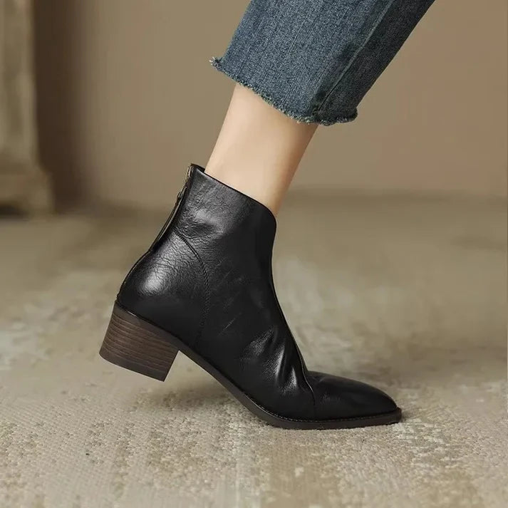 Elegante Retro-Stiefeletten aus Veganem Leder mit Absatz für Damen | Ideal für Alltag