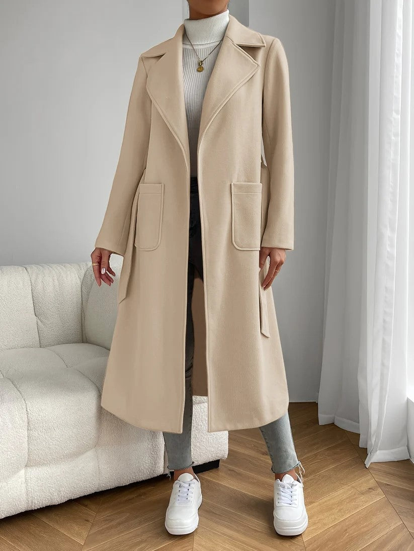 Eleganter Trenchcoat mit Gürtel und langen Ärmeln für Damen | Ideal für Herbst/Winter