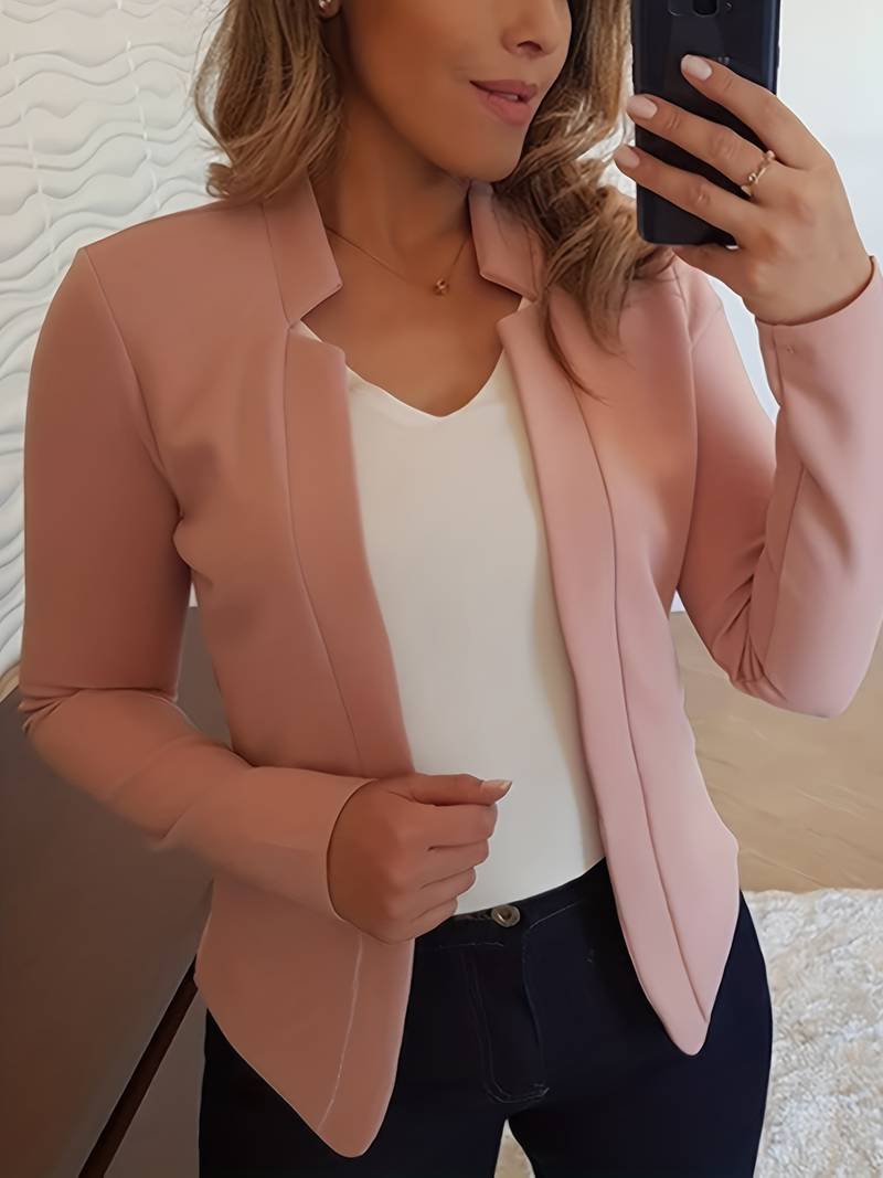Offenes Front Stehkragen Blazer Mit Solide Farbe Für Damen | Perfekt für alle Jahreszeiten