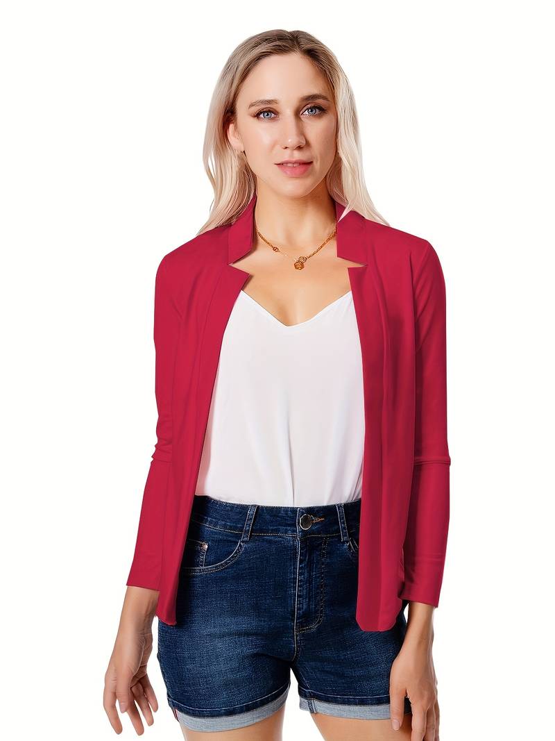 Offenes Front Stehkragen Blazer Mit Solide Farbe Für Damen | Perfekt für alle Jahreszeiten