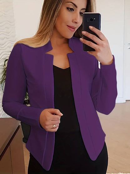 Offenes Front Stehkragen Blazer Mit Solide Farbe Für Damen | Perfekt für alle Jahreszeiten
