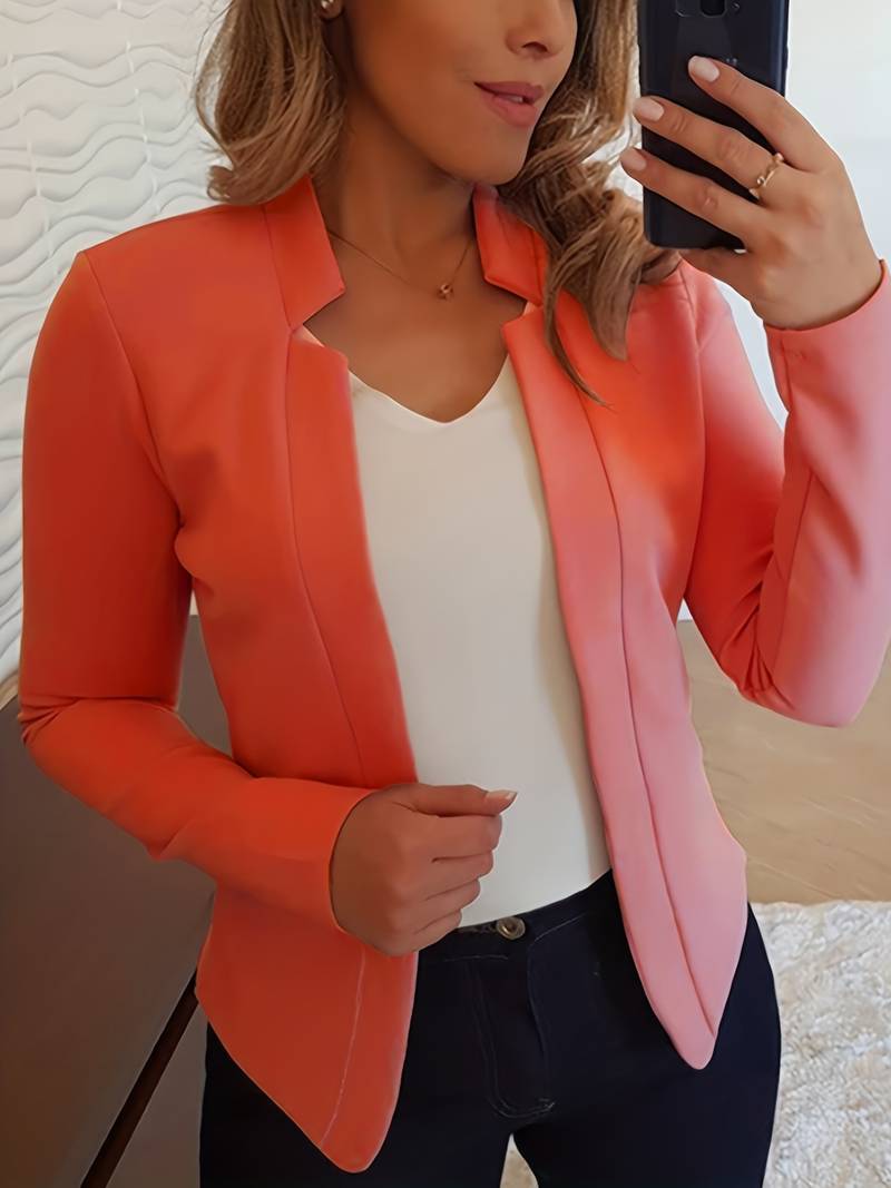 Offenes Front Stehkragen Blazer Mit Solide Farbe Für Damen | Perfekt für alle Jahreszeiten