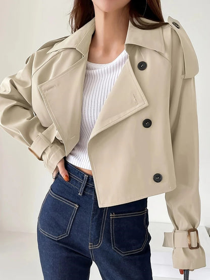 Eleganter Trenchcoat mit Knopfdekor für Damen | Ideal für Herbst/Winter