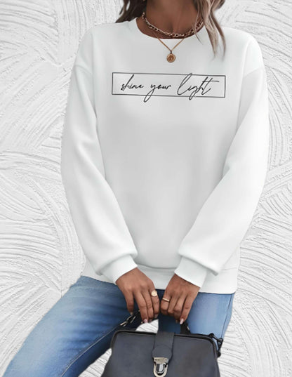 Lässiges "Shine Your Light"-Druck Sweatshirt mit für Damen | Ideal für Herbst/Winter