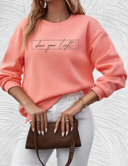 Lässiges "Shine Your Light"-Druck Sweatshirt mit für Damen | Ideal für Herbst/Winter