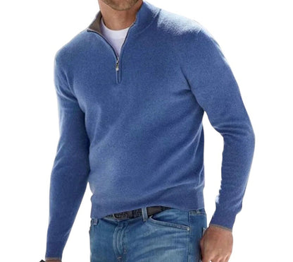 Stylisch Cashmere Einfarbiger Halb-Zip Pullover für Herren | Ideal für Herbst/Winter