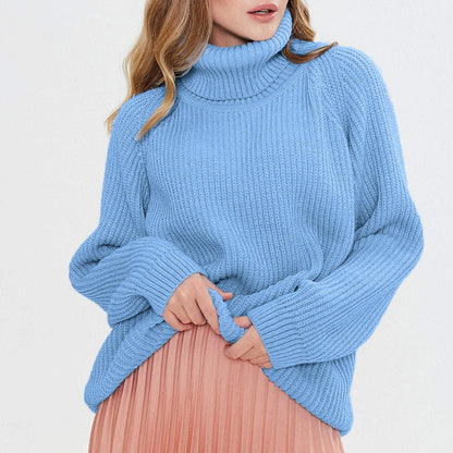 Lässiges Rollkragen-Sweatshirt Gestrickter Wolle für Damen | Ideal für Herbst/Winter