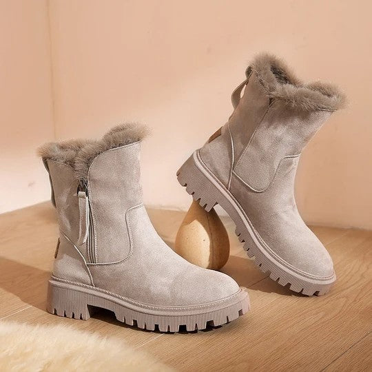 Casual Winter Stiefel Mit Reißverschluss Und Wolle Für Damen | Ideal für Winter