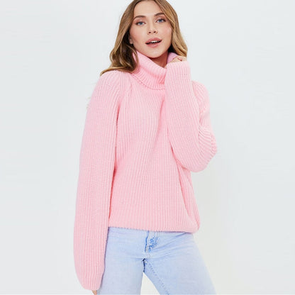 Lässiges Rollkragen-Sweatshirt Gestrickter Wolle für Damen | Ideal für Herbst/Winter