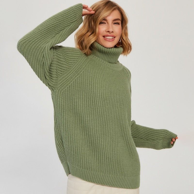 Lässiges Rollkragen-Sweatshirt Gestrickter Wolle für Damen | Ideal für Herbst/Winter