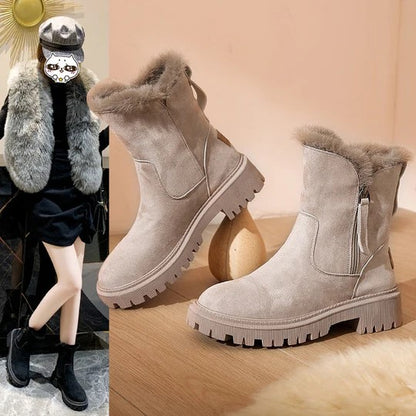 Casual Winter Stiefel Mit Reißverschluss Und Wolle Für Damen | Ideal für Winter