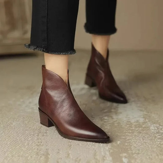 Elegante Retro-Stiefeletten aus Veganem Leder mit Absatz für Damen | Ideal für Alltag