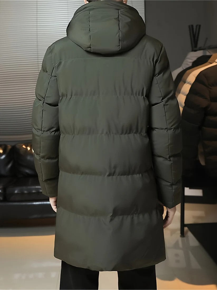 Thick Warme, lange Winterjacke mit Kapuze für Herren | Ideal für Herbst/Winter