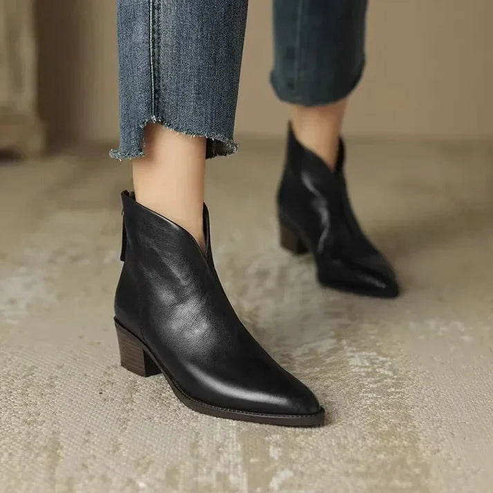 Elegante Retro-Stiefeletten aus Veganem Leder mit Absatz für Damen | Ideal für Alltag