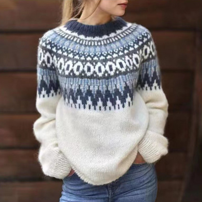 Layla - Pullover mit Retro-Muster - Lässig - Einzigartiger Druck - Ideal für Herbst/Winter