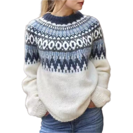 Layla - Pullover mit Retro-Muster - Lässig - Einzigartiger Druck - Ideal für Herbst/Winter