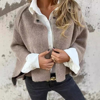 Lässige Warme Cashmere Locker Wintermantel Jacke mit Einem Knopf für Damen | Perfekt für Herbst/Winter